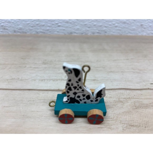 Vtg 1989 Hallmark Keepsake Miniature  Christmas Tree Ornament Puppy Cart - Picture 3 of 7